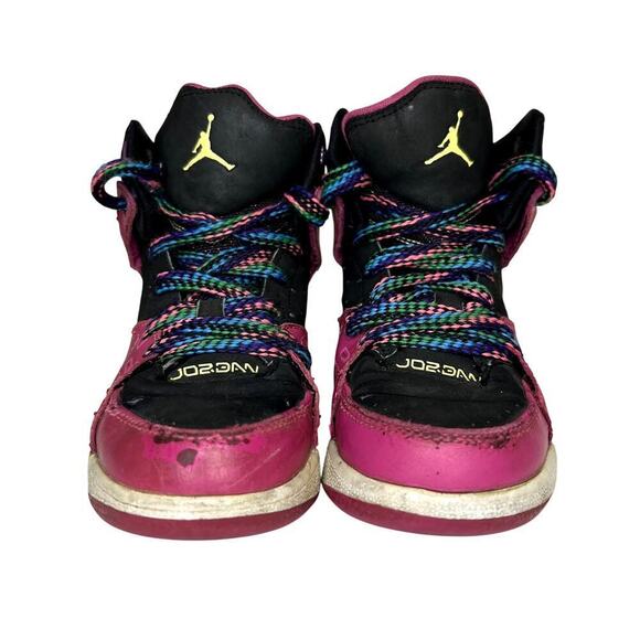 Jordan Flight SC-1 Leather Sneakers Girls Size 13C Hot Pink/Black - Picture 2 of 13